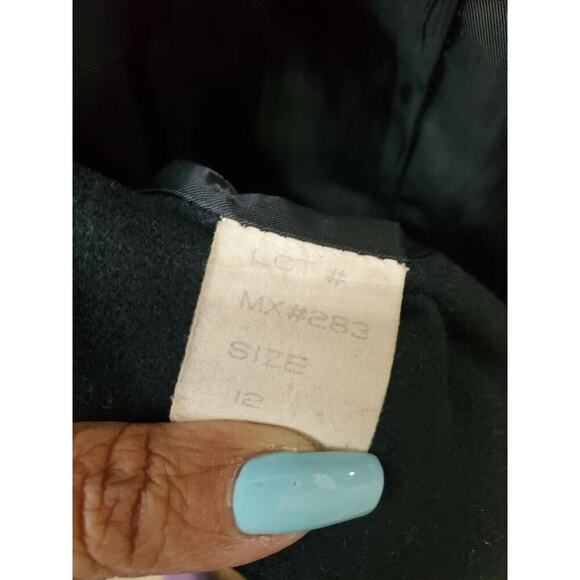 Vintage Stephanie Mathews Women Black 100% Wool Long Sleeve Button Front Coat 12 - Picture 11 of 12